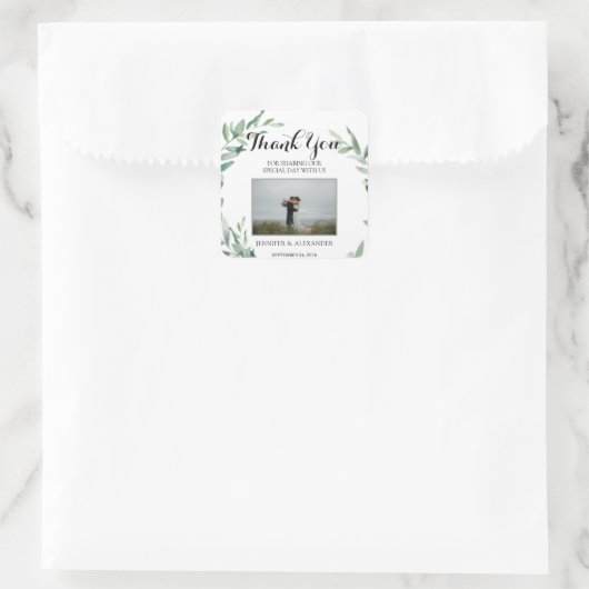 水の色葉の写真の結婚ありがとうお願い スクエアシール (バッグ)