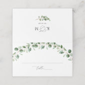 水の色葉の緑結婚の折り畳み プレイスカード (外部開封)