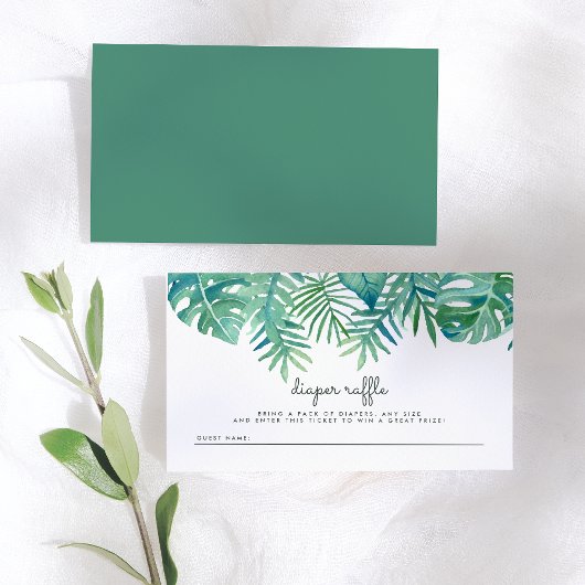 水の色葉の赤ちゃんシャワーおむつラッフル エンクロージャーカード