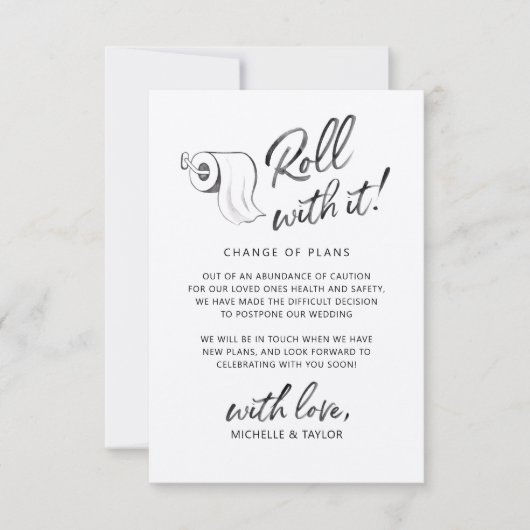 水の色転がが延期され日付が変更される ノートカード (正面)