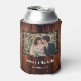 水の色離れの素朴な木の写真の結婚缶co 缶クーラー