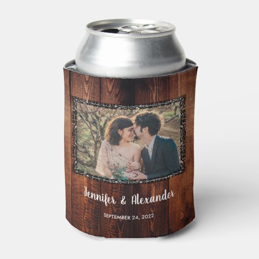 水の色離れの素朴な木の写真の結婚缶co 缶クーラー (缶正面)