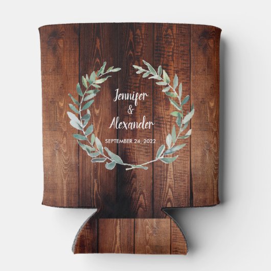 水の色離れの素朴な木の写真の結婚缶co 缶クーラー (裏面)