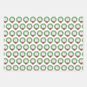 水の色頭が切れるクリスマスリースレッドボウモノグラム ラッピングペーパーシート (正面2)