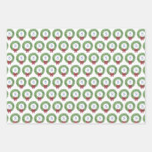 水の色頭が切れるクリスマスリースレッドボウモノグラム ラッピングペーパーシート (正面)