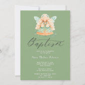 水の色魔法の妖精の女の子セージ緑のバプテスマ 招待状 (正面)