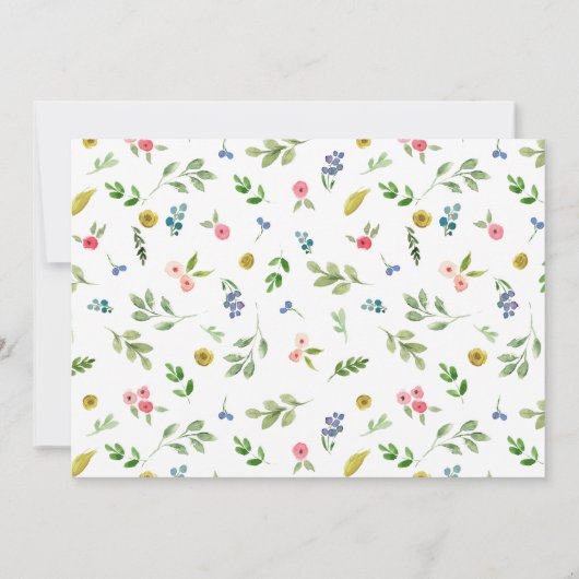 水の色鮮やかフローラ結婚式の日付を保存 招待状 (裏面)