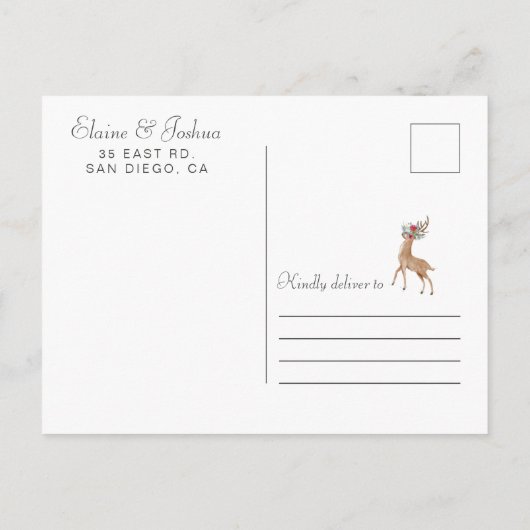 水の色鹿のフローラアントラー日付を保存 案内ポストカード (裏面)