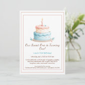 水の色1st誕生日招待状とケーキキャンドル 招待状 (スタンド正面)