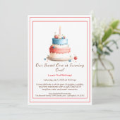 水の色1st誕生日招待状とケーキキャンドル 招待状 (スタンド正面)