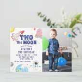 水の色2ザムーン宇宙誕生日招待状 招待状 (スタンド正面)