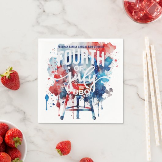 水の色7月の4thバーベキュークックアウトパーティー スタンダードカクテルナプキン (インサイチュ)