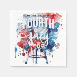 水の色7月の4thバーベキュークックアウトパーティー スタンダードカクテルナプキン