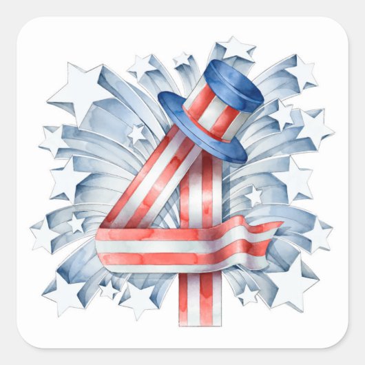 水の色7月スターズハットの4th |休日 スクエアシール (正面)