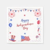 水の色7月4日の独立記念日パーティー スタンダードカクテルナプキン (正面)