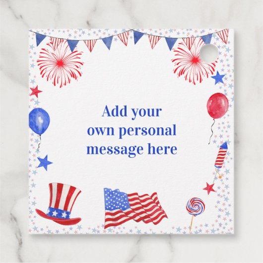 水の色7月4日の独立記念日パーティー フェイバータグ (裏面)