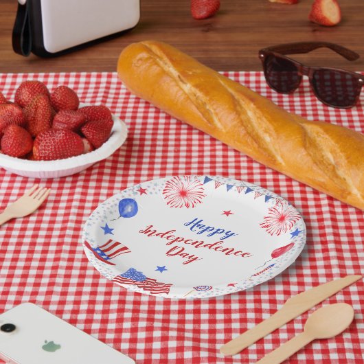 水の色7月4日の独立記念日パーティー ペーパープレート (ピクニック)