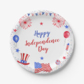 水の色7月4日の独立記念日パーティー ペーパープレート (正面)