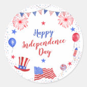 水の色7月4日の独立記念日パーティー ラウンドシール (正面)