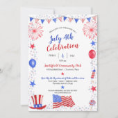水の色7月4日の独立記念日パーティー 案内状 (正面)