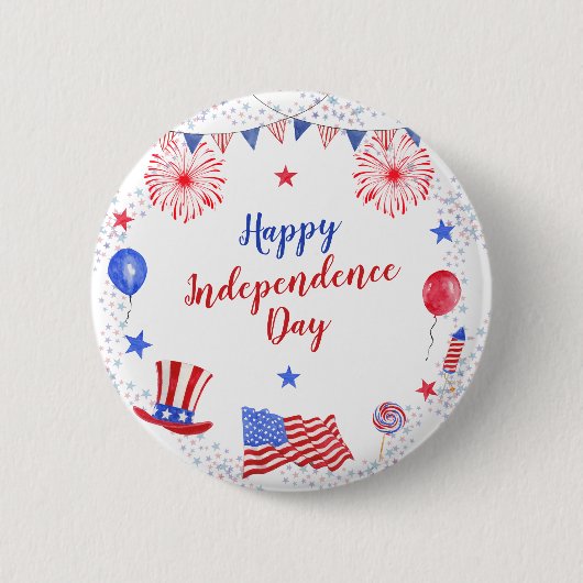 水の色7月4日の独立記念日パーティー 缶バッジ (正面)