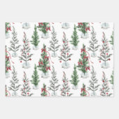 水の色 – まばらな絵を描クリスマスの木 ラッピングペーパーシート (正面)