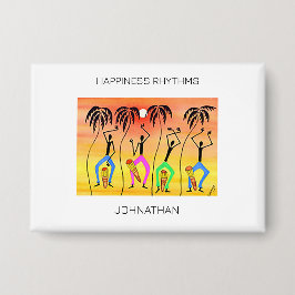 水の色、アフリカアートサマー素晴らしカーニバル 缶バッジ