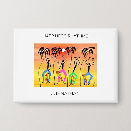 水の色、アフリカアートサマー素晴らしカーニバル 缶バッジ (正面)