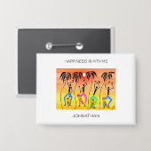 水の色、アフリカアートサマー素晴らしカーニバル 缶バッジ (正面/裏面)