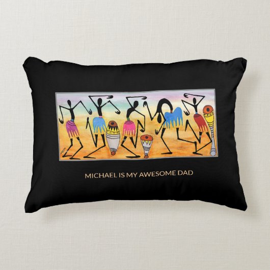 水の色,アフリカアートハートウォーミングダンス アクセントクッション (正面)