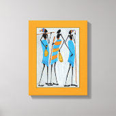 水の色，アフリカアート，マサイ族の戦士 キャンバスプリント (正面)