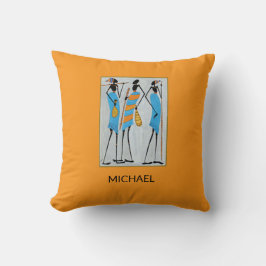 水の色,アフリカアート,マサイ族の戦士 クッション