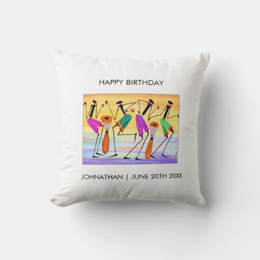 水の色、アフリカ美術、表現の幸せ クッション (正面)