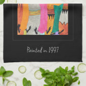 水の色，ケニアアフリカアート，ジョイ・ダンス キッチンタオル (折り畳み)