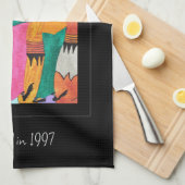 水の色，ケニアアフリカアート，ジョイ・ダンス キッチンタオル (四つ折り)