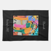 水の色，ケニアアフリカアート，ジョイ・ダンス キッチンタオル (横)