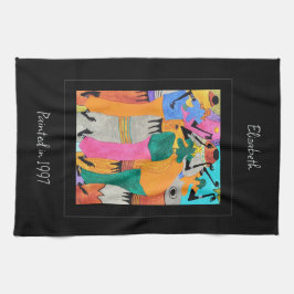 水の色，ケニアアフリカアート，ジョイ・ダンス キッチンタオル