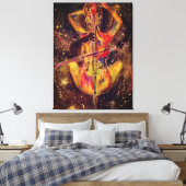 水の色 – チェロ宇宙ソナタ – レディとチェロ キャンバスプリント (インサイチュ (寝室))