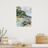 水の色、ベトナム、ニンビン省の風景 ポスター (キッチン)