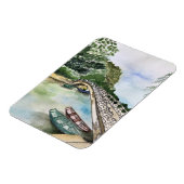 水の色、ベトナム、ニンビン省の風景 マグネット (左側)