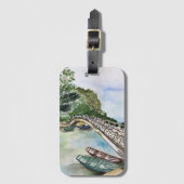 水の色、ベトナム、ニンビン省の風景 ラゲッジタグ (正面縦)