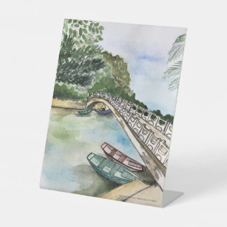 水の色、ベトナム、ニンビン省の風景 台座サイン