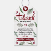 水の色"モダン喜び"キャンディーケーンベイビーシャワータ ギフトタグ (正面)