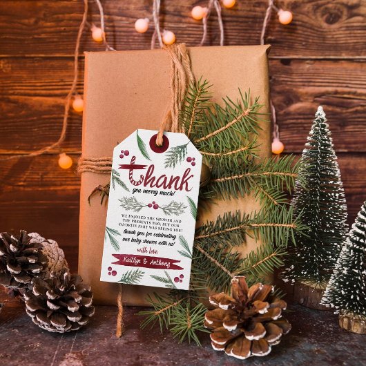 水の色"モダン喜び"キャンディーケーンベイビーシャワータ ギフトタグ