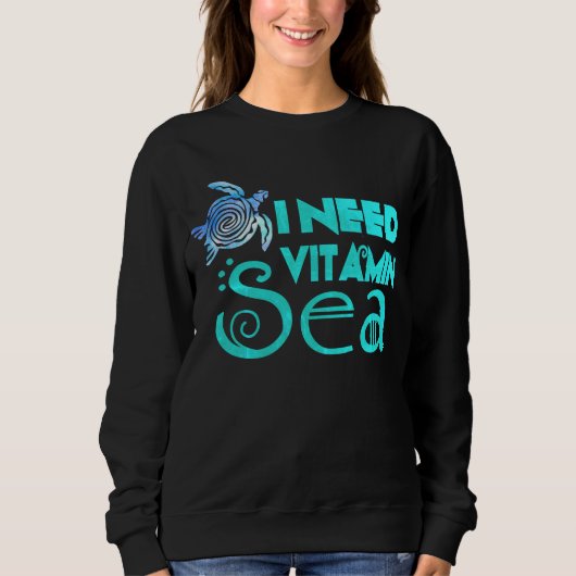 水の色"必要ビタミンの海おもしろい" Vitamin C Pun スウェットシャツ (正面)