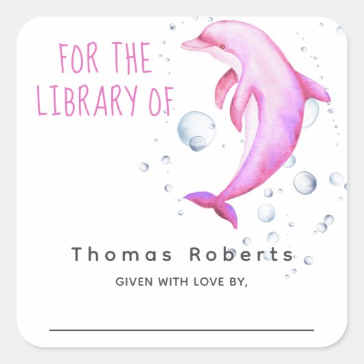 水の色 – 航海のベビーシャワー蔵書票 スクエアシール (正面)