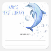 水の色 – 航海のベビーシャワー蔵書票 スクエアシール (正面)