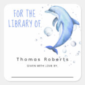 水の色 – 航海のベビーシャワー蔵書票 スクエアシール (正面)