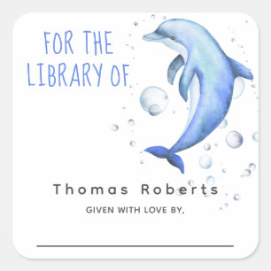 水の色 – 航海のベビーシャワー蔵書票 スクエアシール