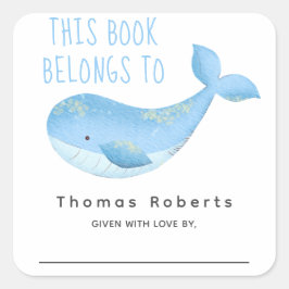 水の色 – 航海のベビーシャワー蔵書票 スクエアシール